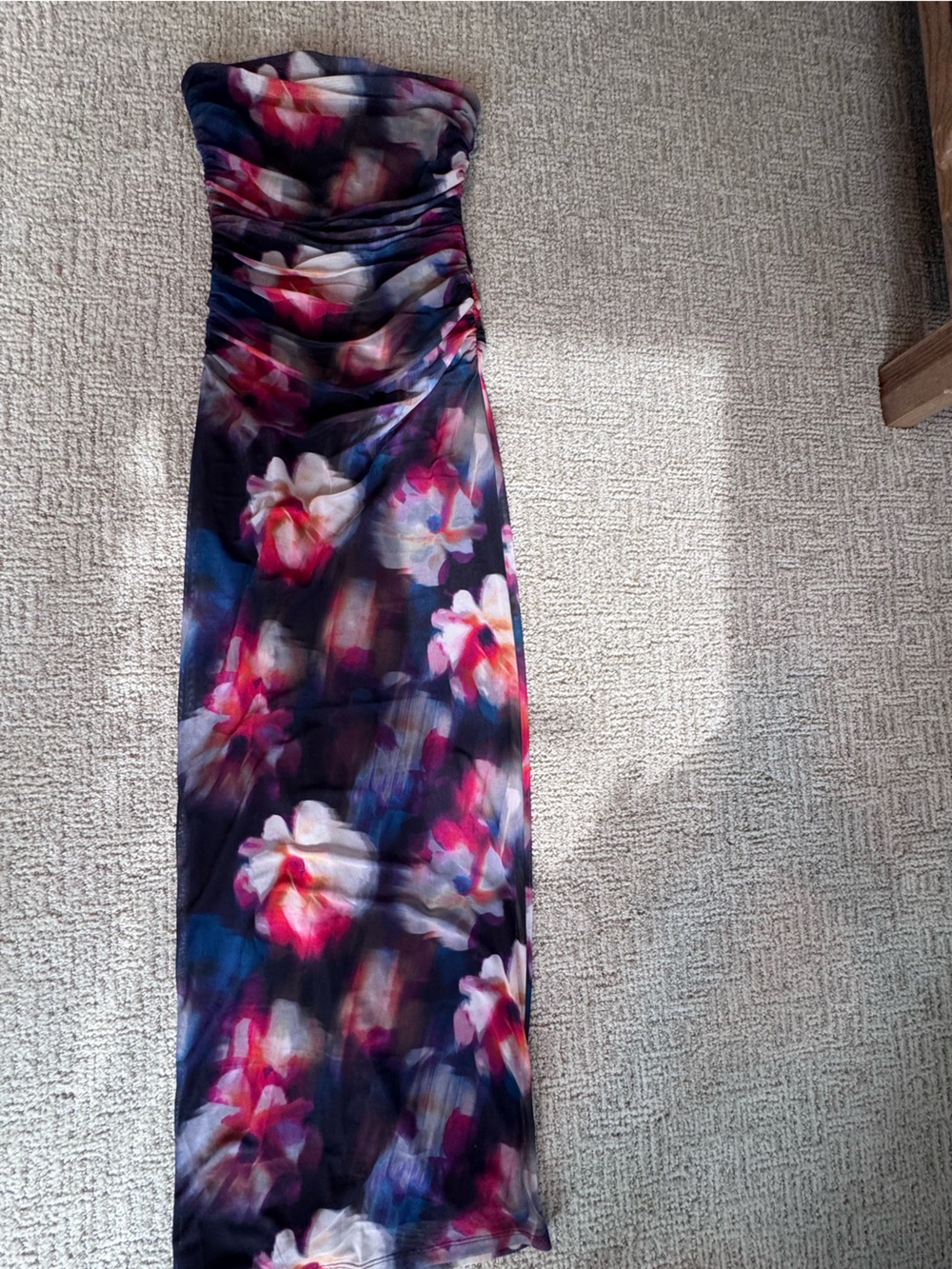 Vici Floral Strapless Maxi Skirt - Navy, Pink & White